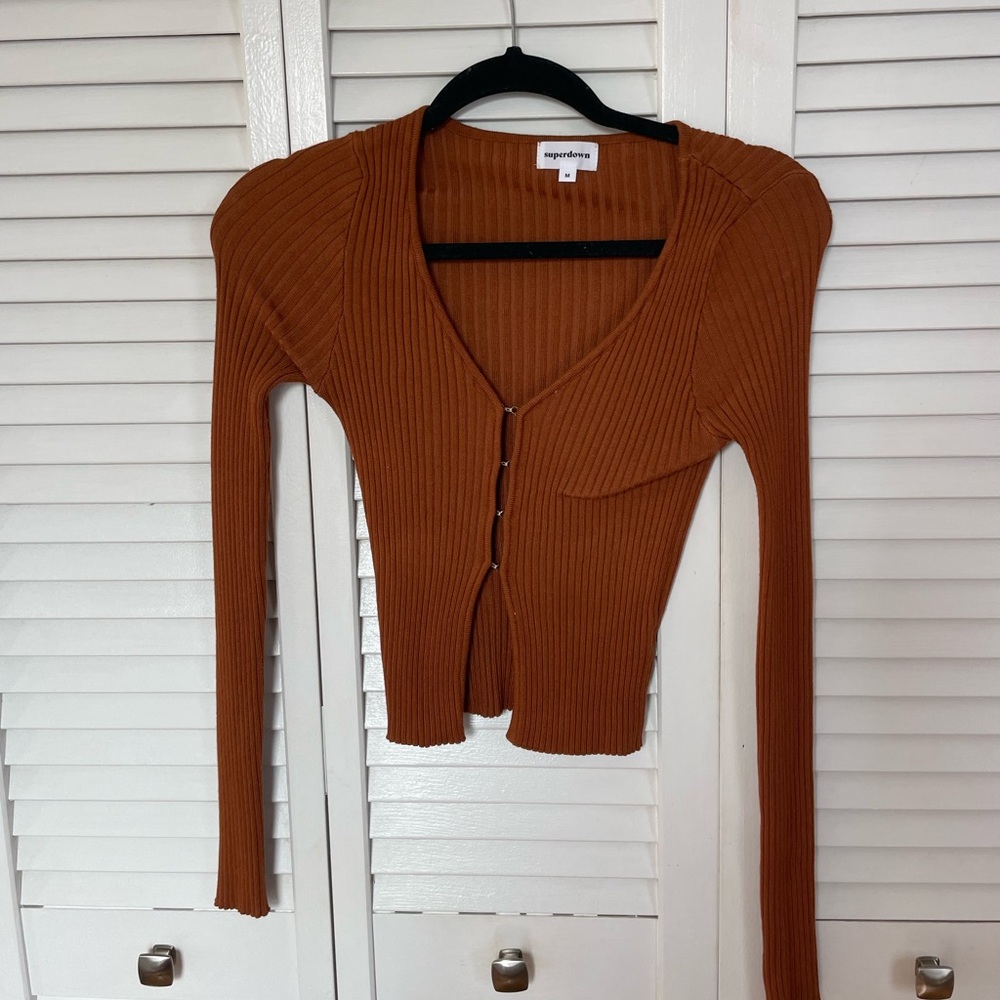 Superdown Women's Orange and Brown Top